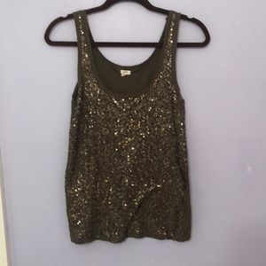 Jcrew sequined green tank top